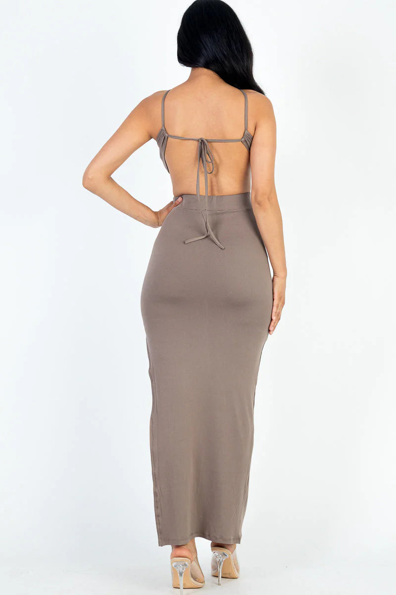 Tie Backless Split Thigh Maxi Dress (CAPELLA)