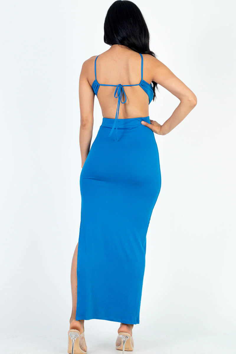 Tie Backless Split Thigh Maxi Dress (CAPELLA)